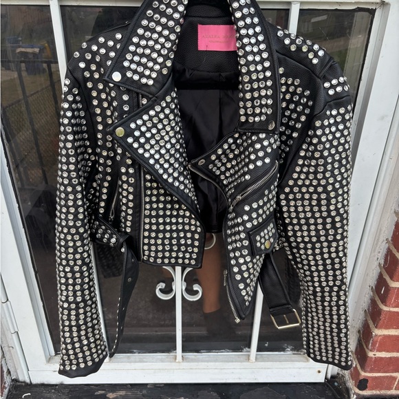 Studded Leather Jacket with Silver Accents - Picture 1 of 5